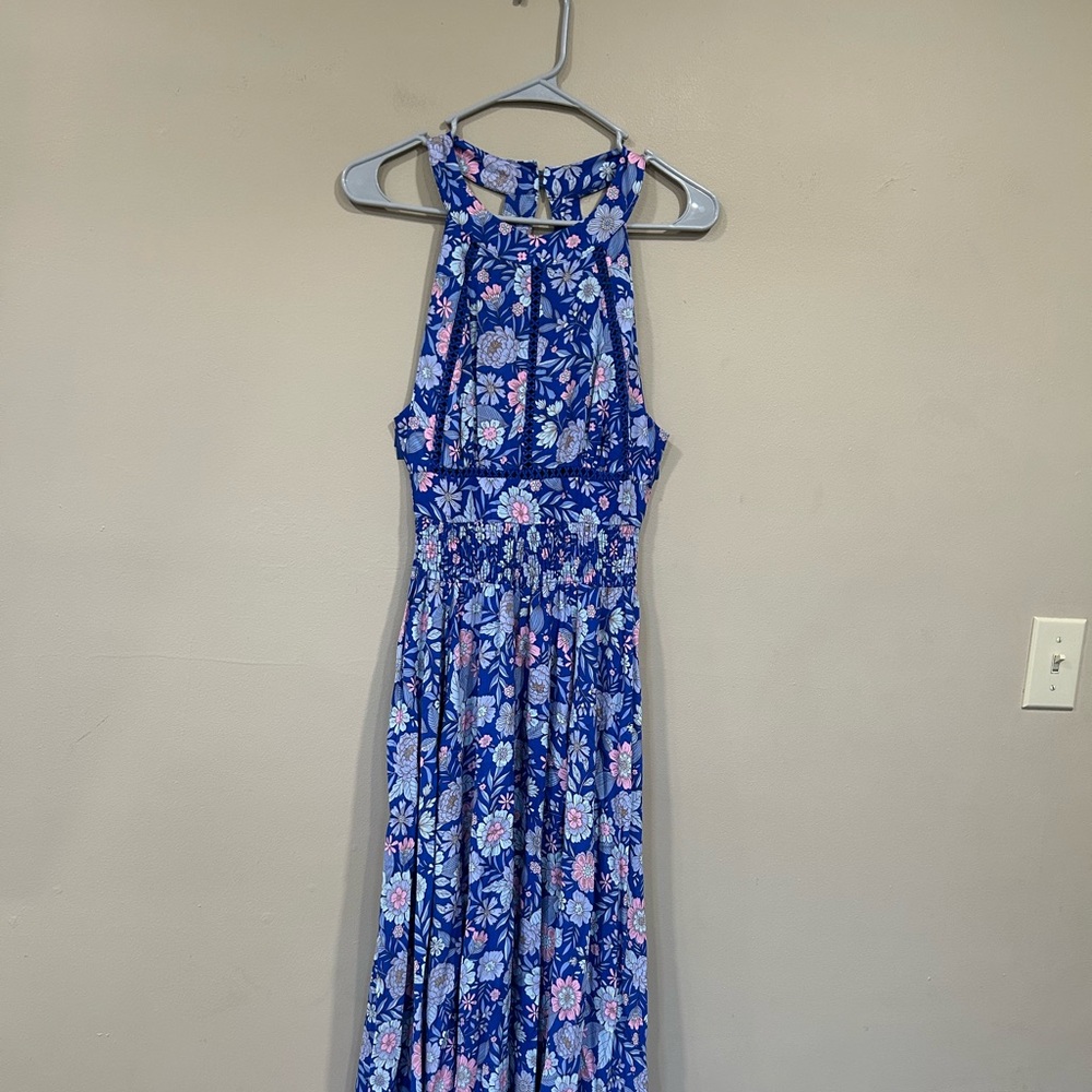New Abel The Label Floral Maxi Dress in Blue and Pink Size Medium